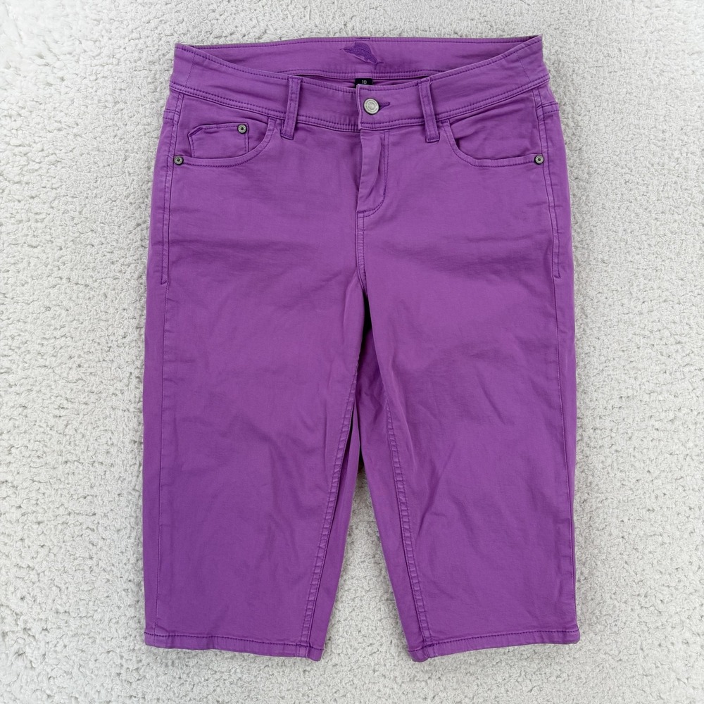 Tommy Bahama Womens 10 Purple Denim Stretch Clam Digger Bermuda Shorts TWJ0609
